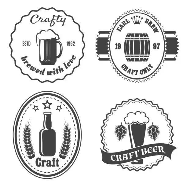 Vector illustration of Craft beer brewery badges and logo