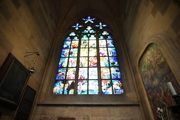 istock stained glass windows inside St Vitus cathedral 481588618