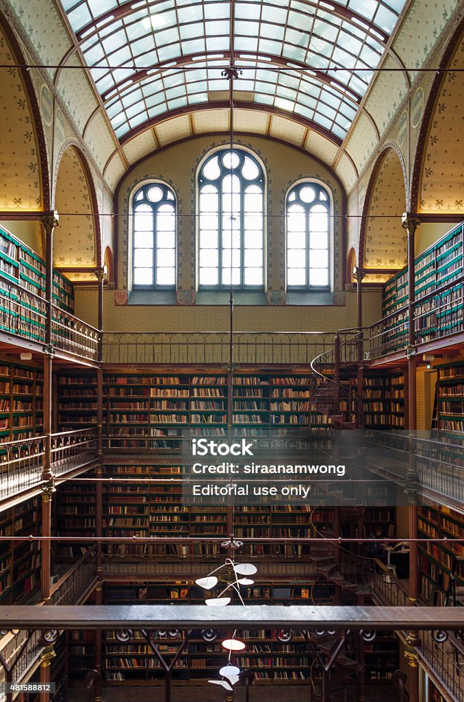 Rijksmuseum Research Library Amsterdam, Netherlands - May 6, 2015: Rijksmuseum Research Library on May 6, 2015. This is the largest public art history research library in the Netherlands. The library is part of the Rijksmuseum in Amsterdam. Library Stock Photo