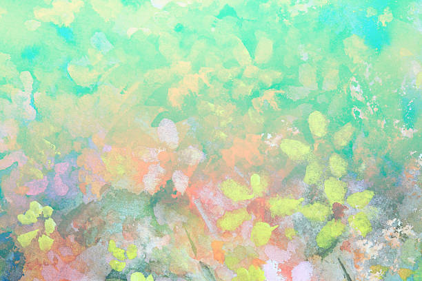 Original Art Impressionistic Multicolored Watercolor Flowers in Pastel Colors vector art illustration