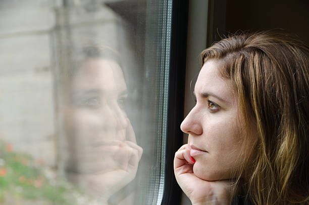 istock Woman working on the train, thoughtful. 481593088