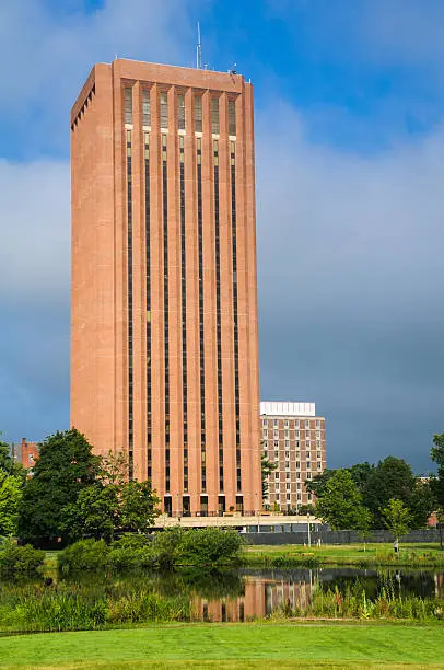 The W. E. B. Du Bois Library is one of the four libraries of the UMass Amherst Libraries at the University of Massachusetts- Amherst. At 28 stories, it is the second tallest library in the world.