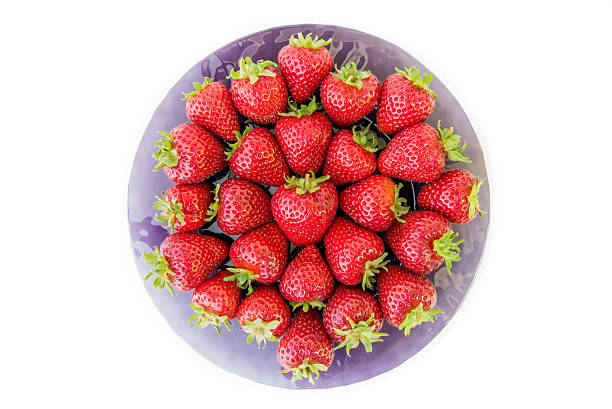 Plate of fresh picked strawberries