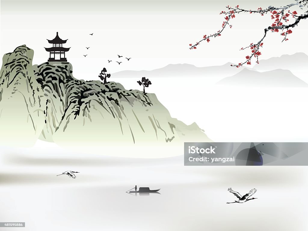 Chinese landscape painting Chinese Culture stock vector