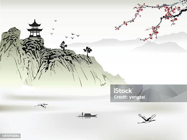 Chinese Landscape Painting Stock Illustration - Download Image Now - Chinese Culture, Japan, China - East Asia