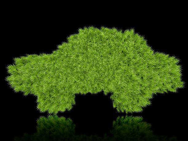 istock Green car made of moss 481608576