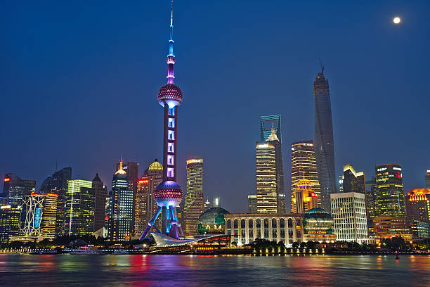 istock panoramic view of shanghai in beautiful nightfall China 481609148