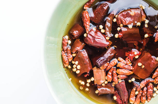 istock Dry chili soak, prepared for spices on white background 481609380