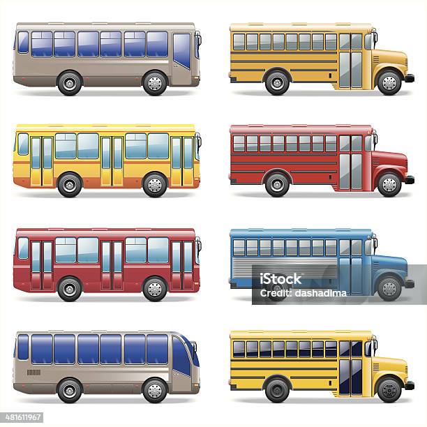 Vector Bus Icons Stock Illustration - Download Image Now - Bus, Car, School Bus