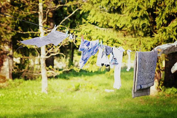 istock laundry drying on a rope in nature 481615060