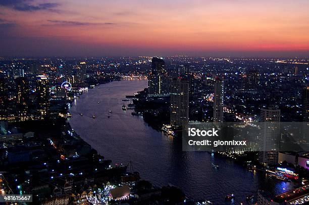 Bangkok Skyline And Chao Praya River At Dusk Thailand Stock Photo - Download Image Now