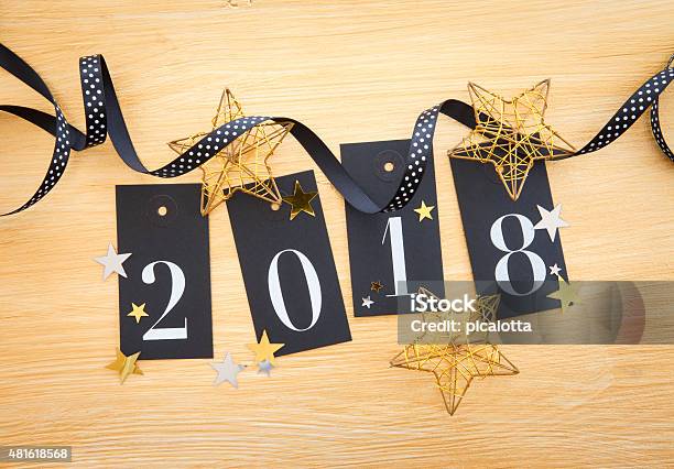 2018 With Glittery Decoration Stock Photo - Download Image Now - 2015, 2018, Celebration