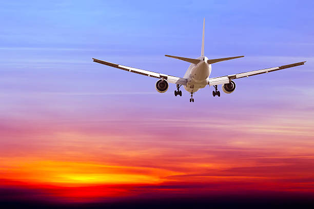 istock Commercial airplane flying at sunset 481622660