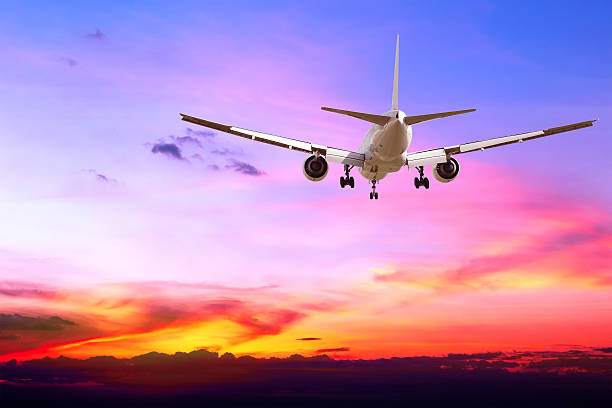 istock Commercial airplane flying at sunset 481622662