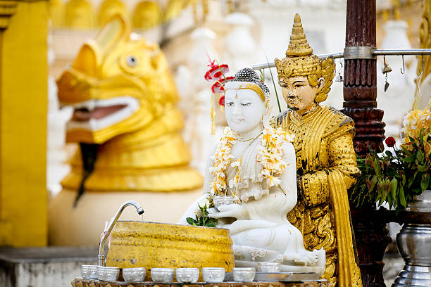 Buddha's image in Yangon, Myanmar. stock photo
