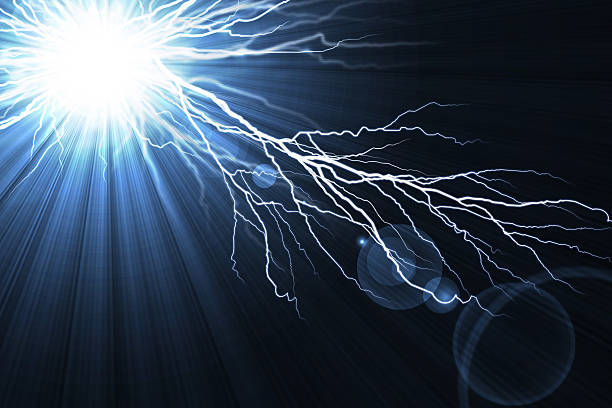 istock Electric  flash of lightning on a blue background 481625503