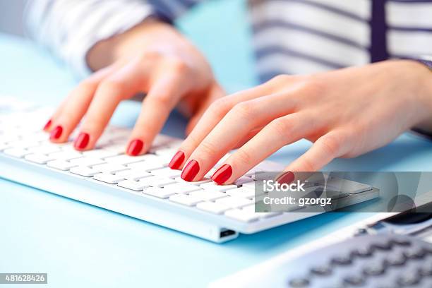 Typing On Keyboard Stock Photo - Download Image Now - 2015, Adult, Adults Only
