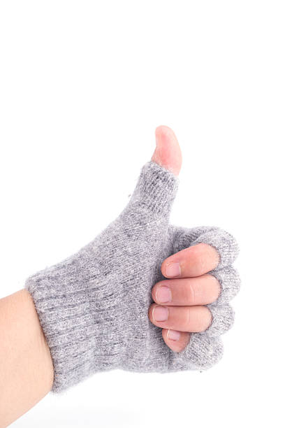 istock Hand in wool fingerless gloves, isolated on white 481629056