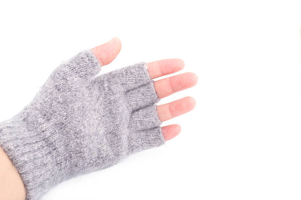 istock Hand in wool fingerless gloves, isolated on white 481629058