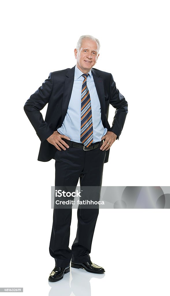 Happy Senior Businessman Happy senior businessman standing on white background. 60-69 Years Stock Photo