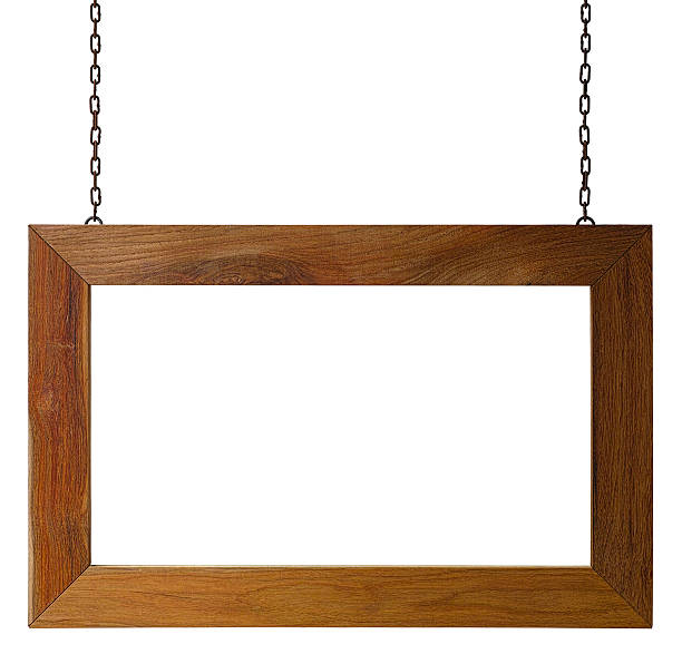 istock Natural Teak wood  wood frame hanging by chains. 481634036