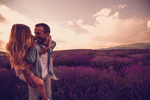 istock Piggyback ride at the lavender field 481634088
