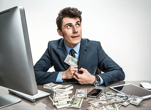Accountant steal money from petty cash funds all the time stock photo