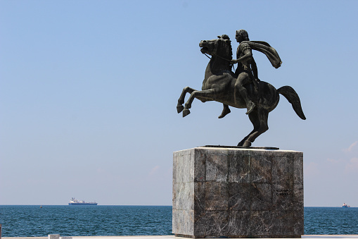 The statue of Alexander the Great in Thessaloniki / Greece. 