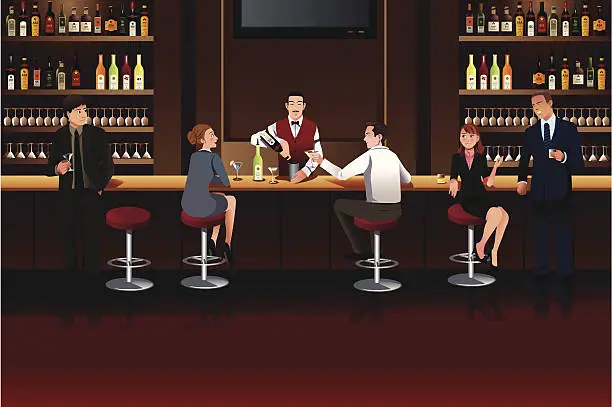 Vector illustration of Business people in a bar