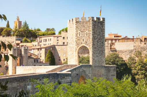 Besalu - beautiful mediewal town in Catalonia with impressive romanesque bridge (Catalonia, Spain).