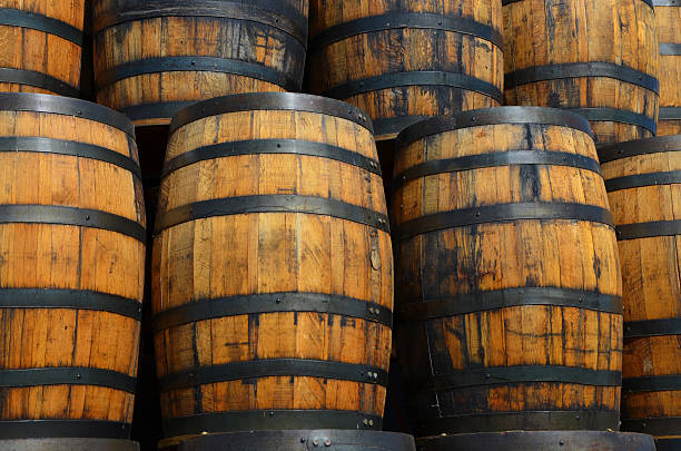 Oak Barrels - Wide stock photo