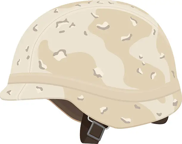 Vector illustration of Brown and Tan Camouflage Military Helmet