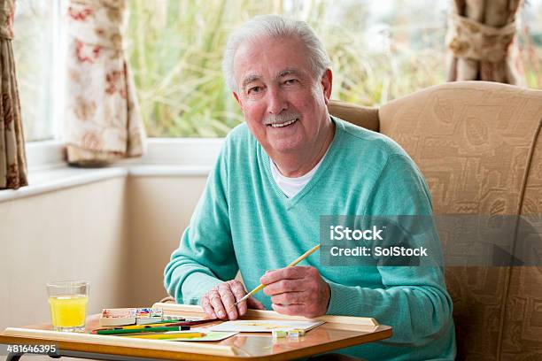 Senior Man Painting Stock Photo - Download Image Now - 70-79 Years, Active Lifestyle, Active Seniors