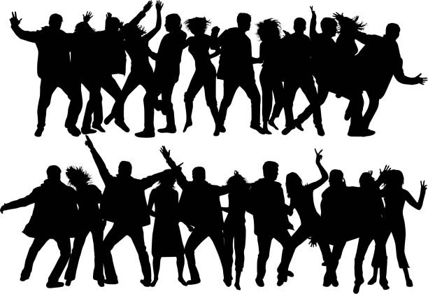 댄스 실루엣 - silhouette people dancing the human body stock illustrations