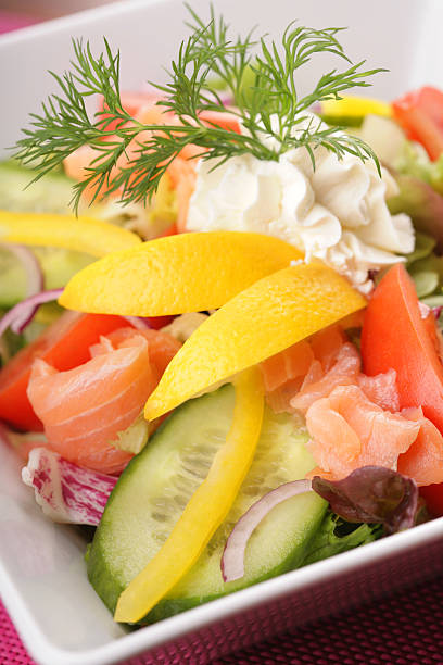 Cтоковое фото Салат из лосося с овощами