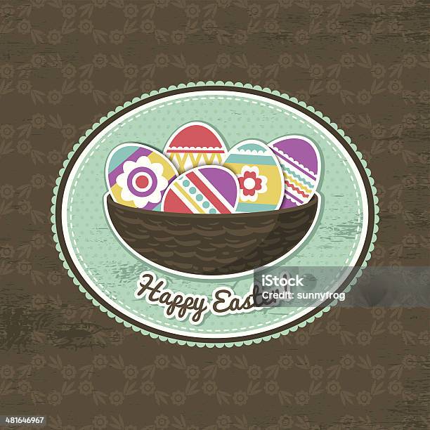 Background With Easter Eggs And Label Stock Illustration - Download Image Now - Abstract, Animal Egg, Animal Nest