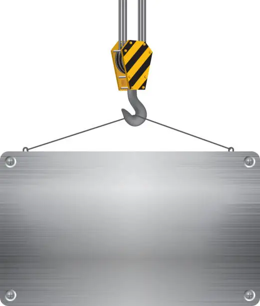 Vector illustration of Crane hook and metal board