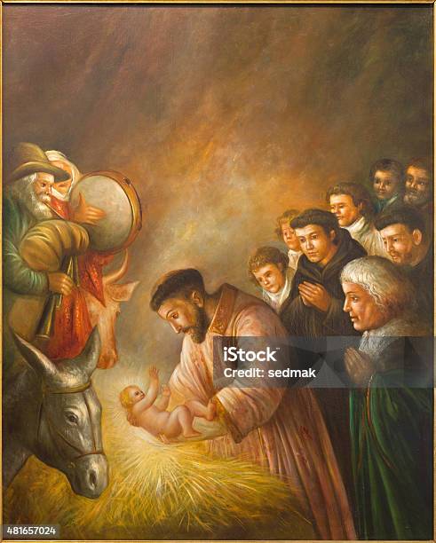 Cordoba St Francis Of Assisi In Nativity Scene Stock Illustration - Download Image Now - Nativity Scene, St. Francis of Assisi, Christmas
