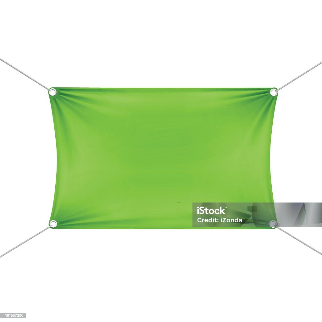 Green Blank Empty Horizontal Rectangular Banner With Corners Ropes Stok ...