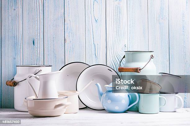 Enamelware Still Life Stock Photo - Download Image Now - 2015, Backgrounds, Barn