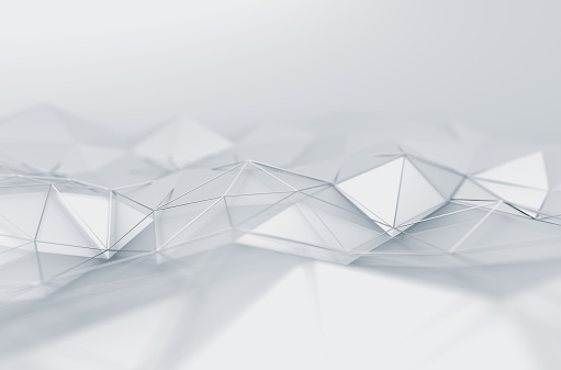 Abstract 3d rendering of white surface. Background with futuristic low poly shape.