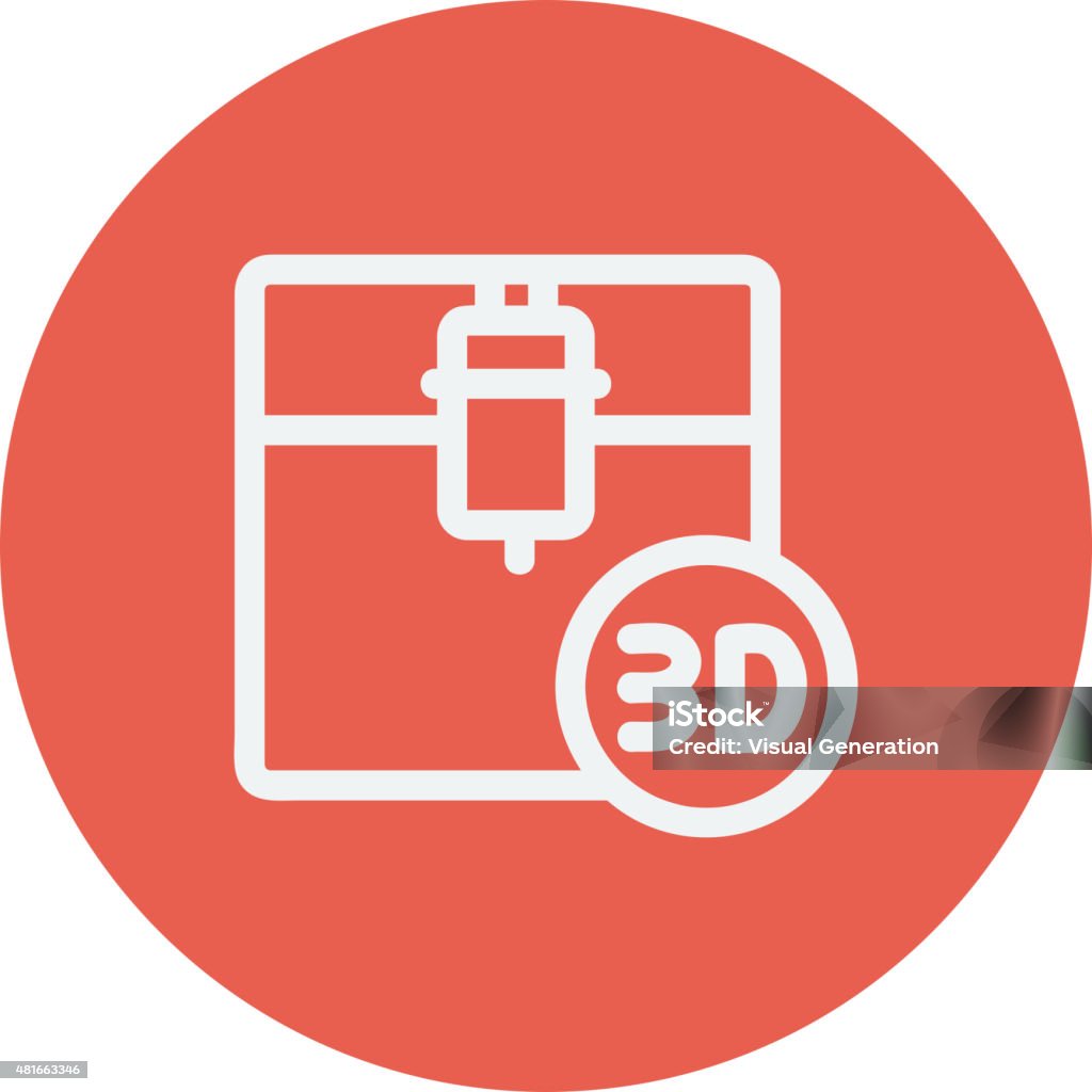 Three D printing machine thin line icon 3D printing machine thin line icon for web and mobile minimalistic flat design. Vector white icon inside the red circle. 2015 stock vector