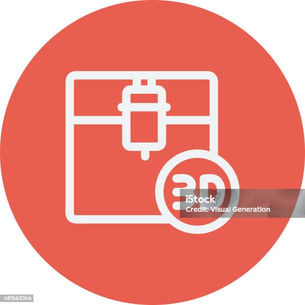 Three D Printing Machine Thin Line Icon Stock Illustration - Download Image Now - 2015, Business, Business Finance and Industry