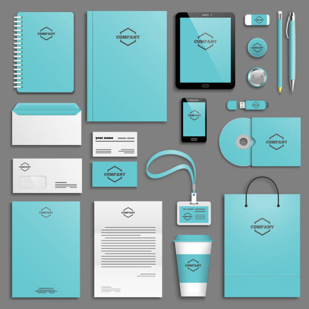 zestaw szablonów corporate identity - office supply stock illustrations