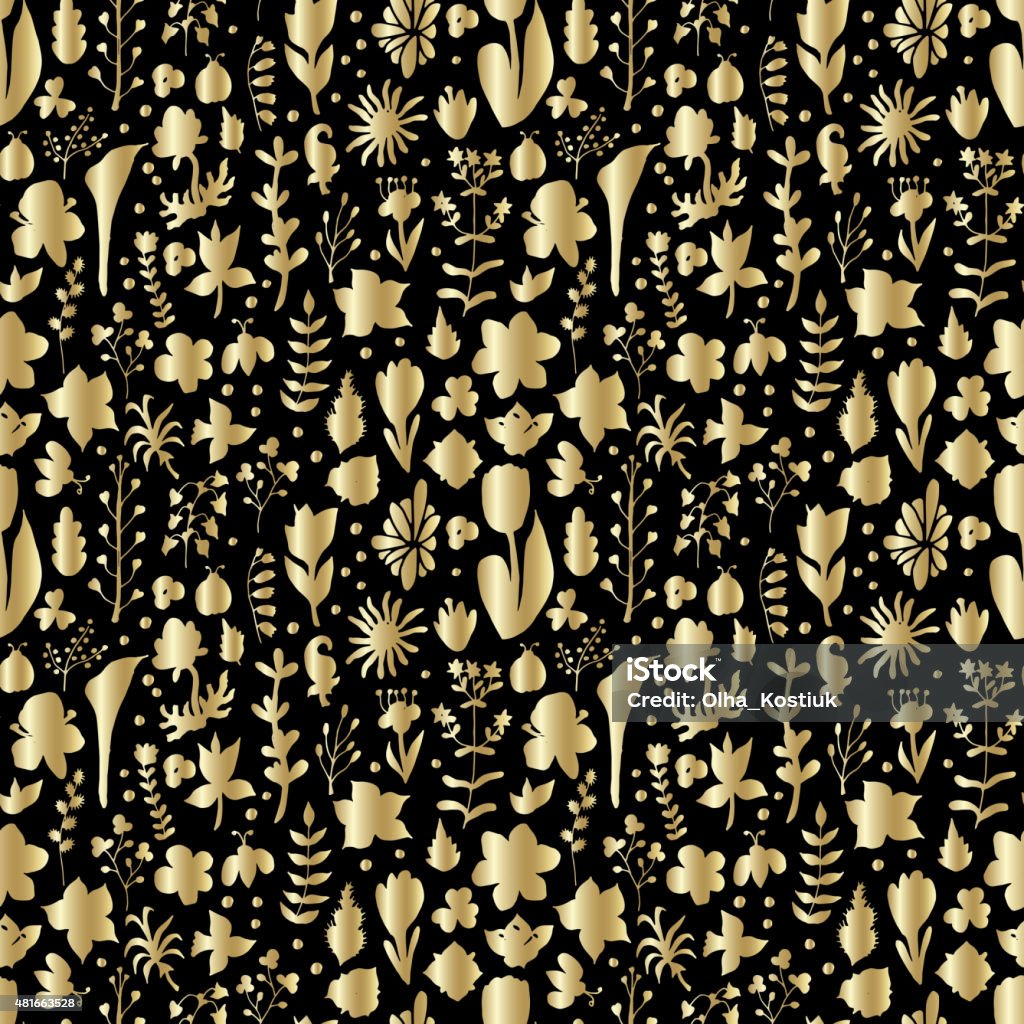 Gold Loop Spring Pattern Floral Spring Gold Seamless Pattern Stock Illustration - Download Image ...