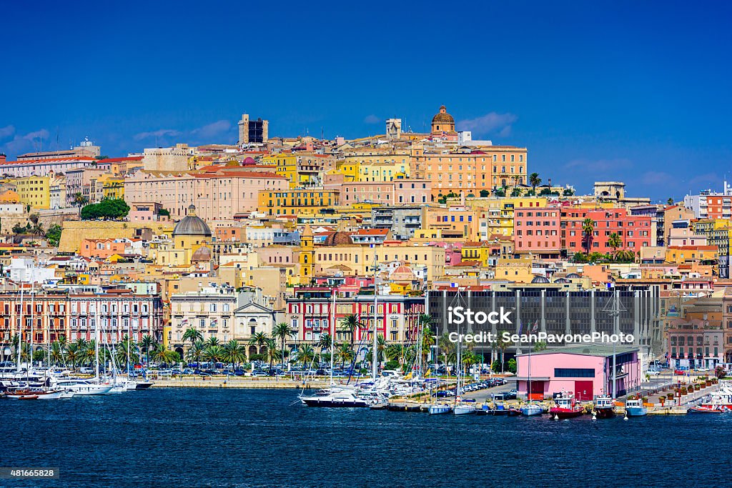 Cagliari Cityscape Cagliari, Sardinia, Italy coastal skyline on the Mediterranean Sea. Cagliari Stock Photo