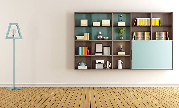 istock Living room with  modern bookcase 481667096