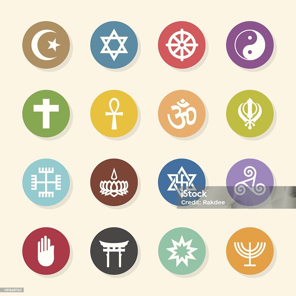 Religion Icons - Color Circle Series Religion Icons Color Circle Series Vector EPS10 File. Religious Symbol stock vector