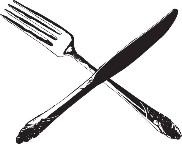 Fork and knife forming an 'X' or crossing