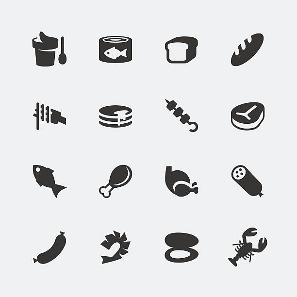 Vector food mini icons set #1 Vector food mini icons set #1 bread silhouettes stock illustrations